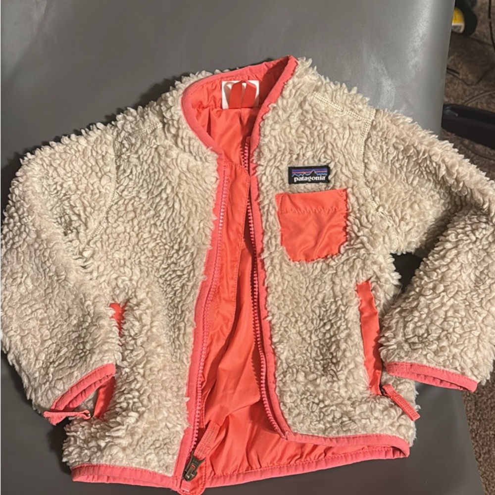 Patagonia Cream and Coral Sherpa Jacket